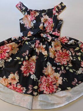 FE Forever Black and Pink Floral Bridesmaids Dress